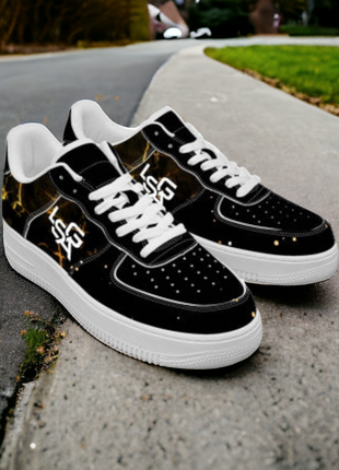 Leather Upper Sneakers | Bolted Gold Sneakers | LIONSGALA Brands