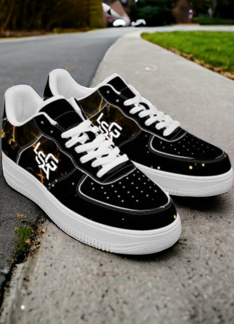 Leather Upper Sneakers | Bolted Gold Sneakers | LIONSGALA Brands