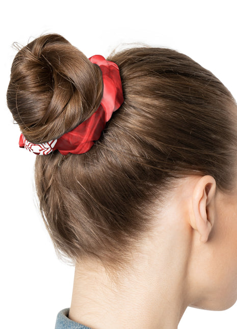 Lionsgala red smoke scrunchie with elastic band