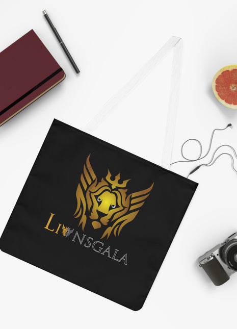 Golden Royalties Crown shoulder tote bag with white handles