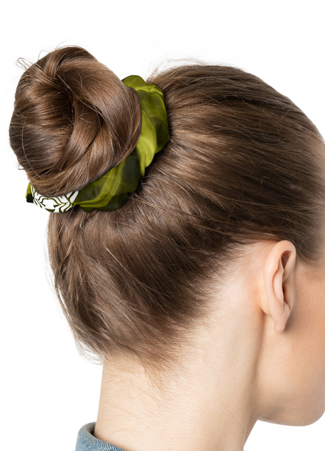 Lionsgala SmokedOut scrunchie in camo green with elastic band