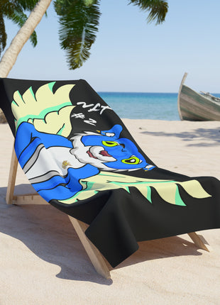 Black beach towel with soft polyester fabric
