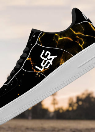 Leather Upper Sneakers | Bolted Gold Sneakers | LIONSGALA Brands