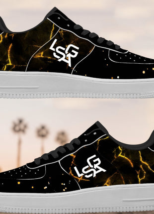 Leather Upper Sneakers | Bolted Gold Sneakers | LIONSGALA Brands