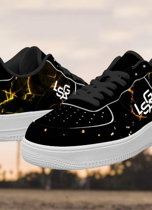 Leather Upper Sneakers | Bolted Gold Sneakers | LIONSGALA Brands
