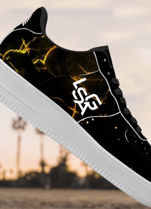Leather Upper Sneakers | Bolted Gold Sneakers | LIONSGALA Brands