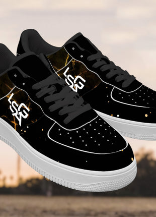 Leather Upper Sneakers | Bolted Gold Sneakers | LIONSGALA Brands